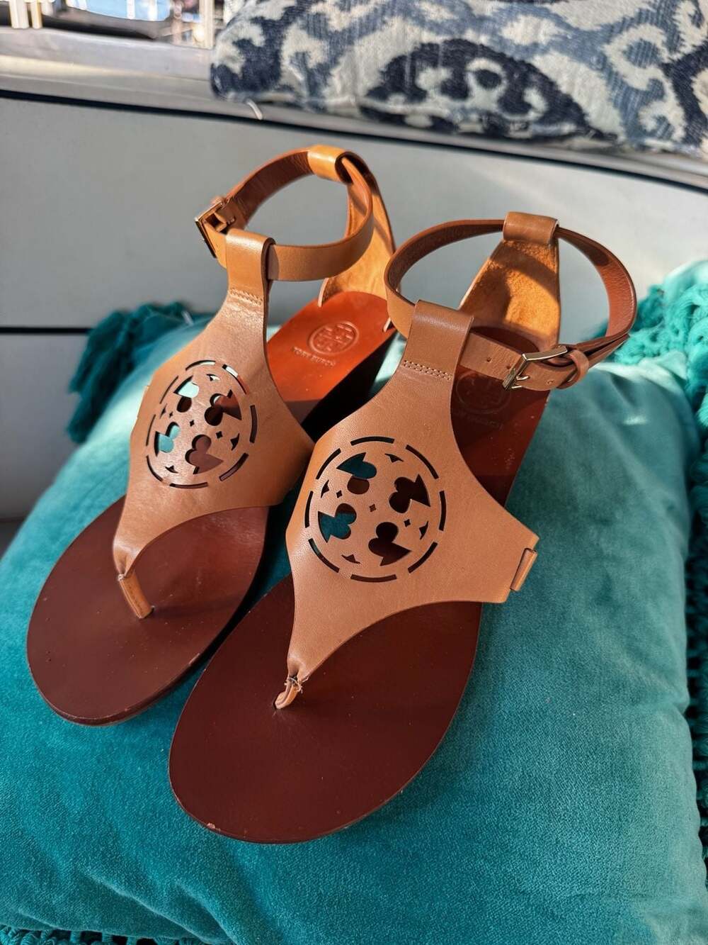 Tory Burch Zoey Wedge in Sand Tan Leather